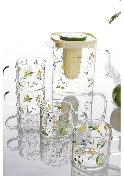 Çiçek Desenli 5 Parça Ki Çayı Demleme Seti 700 ml (Yurt Dışından)