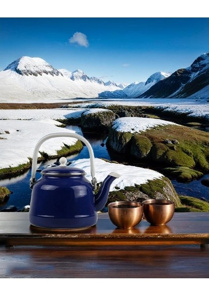 Vintage Demlik - Emaye Çaydanlık Kettle - Lacivert - 2 Litre (Yurt Dışından)