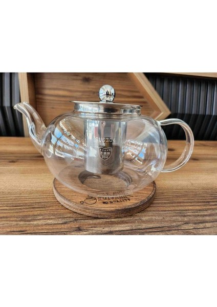 Ki Çayı & Çay Demliği Paslanmaz Çelik Süzgeç ve Kapaklı Isıya Dayanıklı Cam 800 ml (Yurt Dışından)