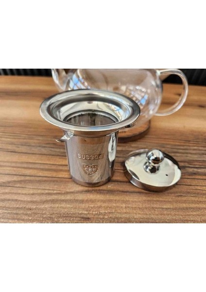 Ki Çayı & Çay Demliği Paslanmaz Çelik Süzgeç ve Kapaklı Isıya Dayanıklı Cam 800 ml (Yurt Dışından)