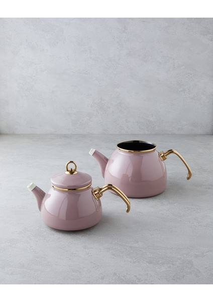 Isidora Emaye Çaydanlık 1,1 Litre + 2,3 Litre Gül Kurusu (Yurt Dışından)