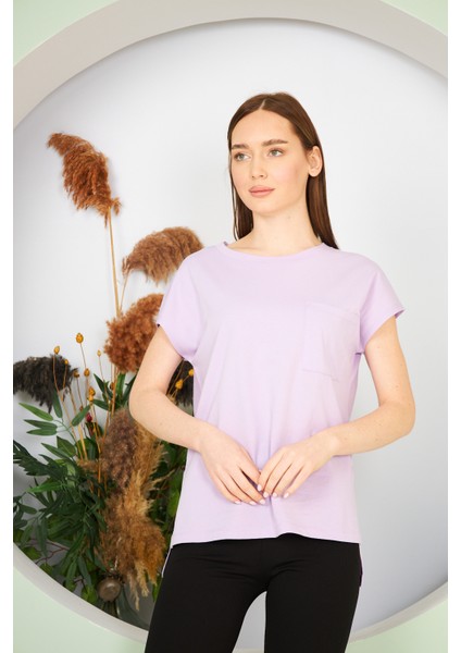 Kadın Yırtmaç ve Cep Detaylı T-Shirt fırsatları