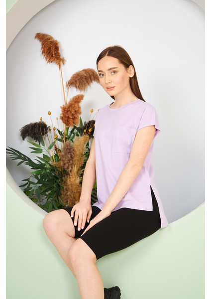 Kadın Yırtmaç ve Cep Detaylı T-Shirt indirimleri