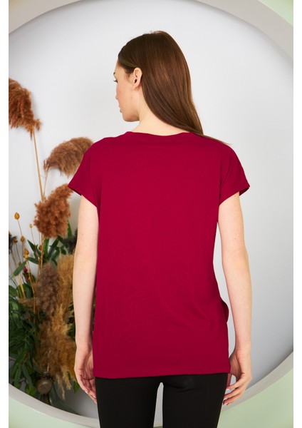 Kadın Yırtmaç ve Cep Detaylı T-Shirt fırsatları
