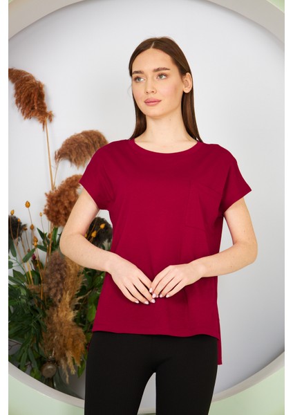 Kadın Yırtmaç ve Cep Detaylı T-Shirt indirimleri