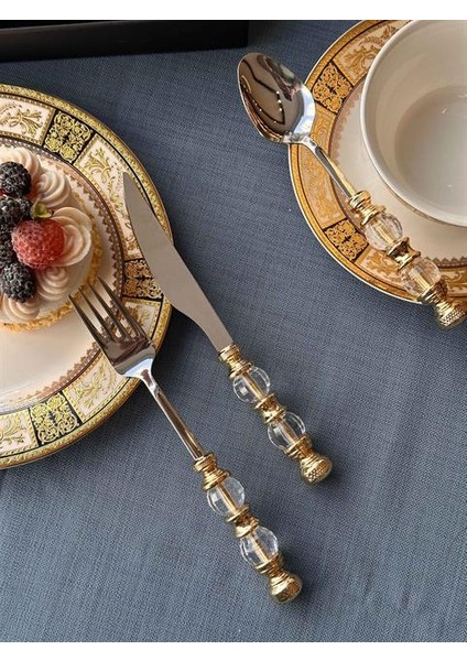 Rustik Gold Çatal Kaşık Bıçak Takımı 18 Parça