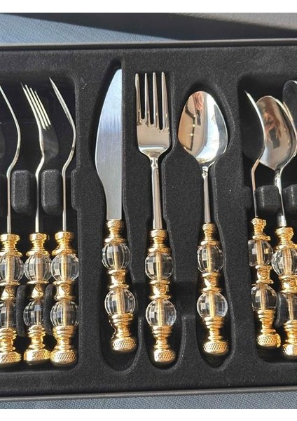 Rustik Gold Çatal Kaşık Bıçak Takımı 18 Parça