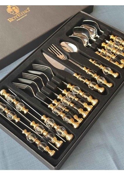 Rustik Gold Çatal Kaşık Bıçak Takımı 18 Parça