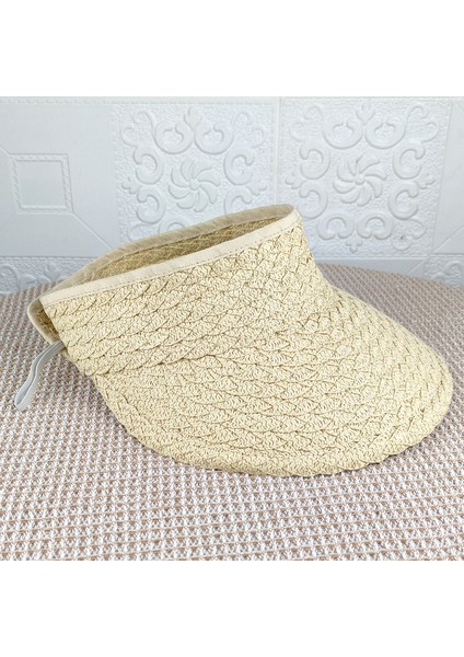 Yaz Boş Kadın Katlanabilir Güneş Koruyucu Hasır Güneş Şapkası (Yurt Dışından)