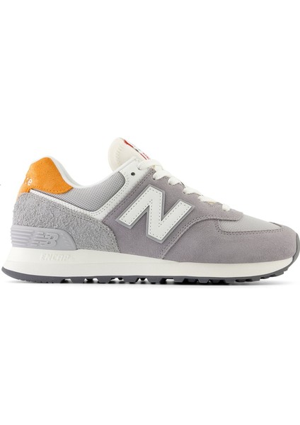 574 Unisex Gray Leather Sneaker Günlük Hakiki Deri Spor Ayakkabı Gri