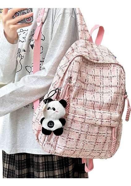 Öğrenci Okul Çantası Ekose Sırt Çantası Seyahat Sırt Çantası (Yurt Dışından)