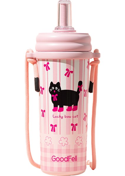 Goodfell Paslanmaz Çelik 316 Termos Bardak Büyük Kapasiteli Crossbody Su Isıtıcısı Pipetli Kahve Fincanı (Yurt Dışından)