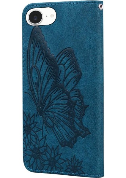 Elmas ile IPhone 16E Deri Cüzdan Büyük Kelebek Flip Case (Yurt Dışından)