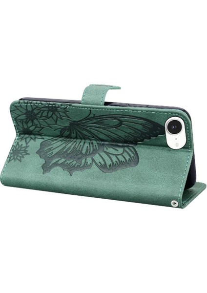 Elmas ile IPhone 16E Deri Cüzdan Büyük Kelebek Flip Case (Yurt Dışından)