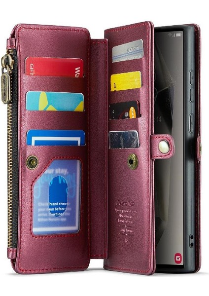 IPhone 16 Plus Vaka Cüzdan Fermuar Faturaları Yuvası Kartı Crossbody Flip Case (Yurt Dışından)