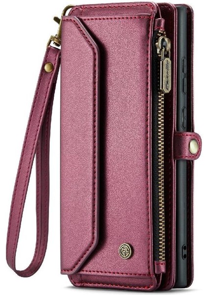 IPhone 16 Plus Vaka Cüzdan Fermuar Faturaları Yuvası Kartı Crossbody Flip Case (Yurt Dışından)
