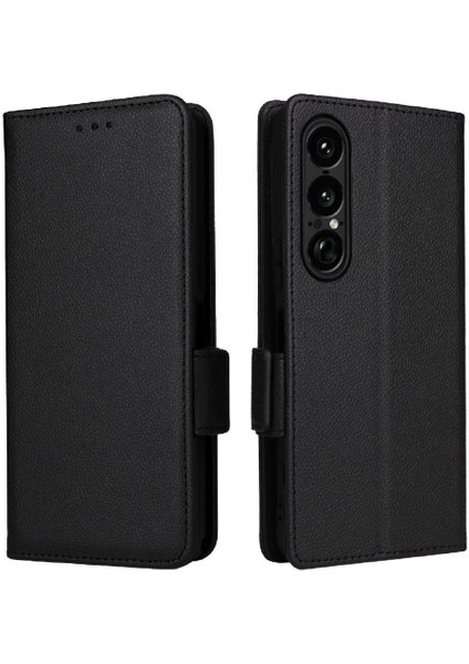 Xperia 1 Vıı Kart Yuvaları Için Flip Case Tutucu Pu Deri Yan Toka (Yurt Dışından)