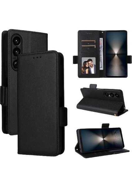 Xperia 1 Vıı Kart Yuvaları Için Flip Case Tutucu Pu Deri Yan Toka (Yurt Dışından)