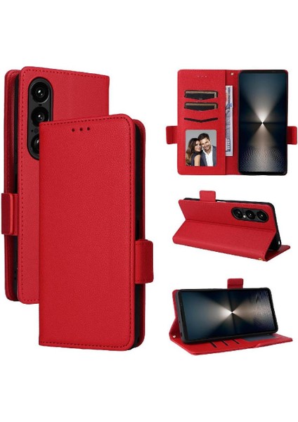 Xperia 1 Vıı Kart Yuvaları Için Flip Case Tutucu Pu Deri Yan Toka (Yurt Dışından)