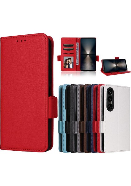 Xperia 1 Vıı Kart Yuvaları Için Flip Case Tutucu Pu Deri Yan Toka (Yurt Dışından)