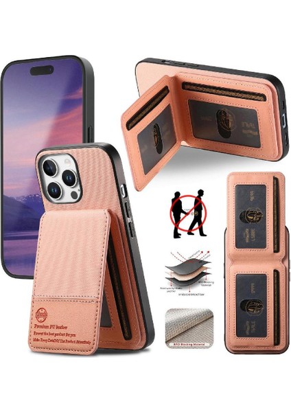 IPhone 16 Pro Max Kılıf Deri Çanta Rfıd Engelleme Cüzdan ile Uyumlu (Yurt Dışından)