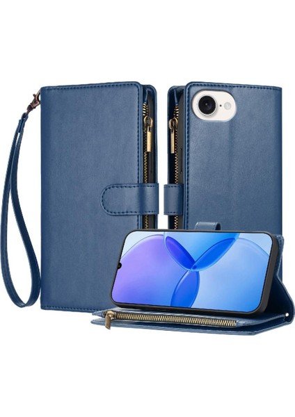 IPhone 16E Folio Flip Kart Yuvaları Kılıf Çanta Kapak Pu Deri Cüzdan (Yurt Dışından)