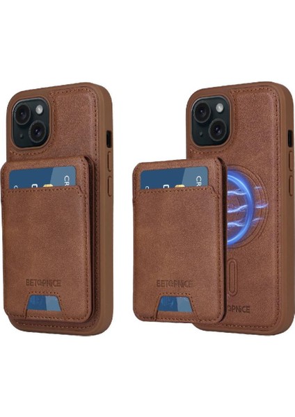 IPhone 15 Pro Max Kılıf Manyetik Araç Montaj Cüzdan Crad Yuvası ile Uyumlu (Yurt Dışından)
