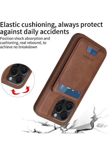 IPhone 15 Pro Max Kılıf Manyetik Araç Montaj Cüzdan Crad Yuvası ile Uyumlu (Yurt Dışından)