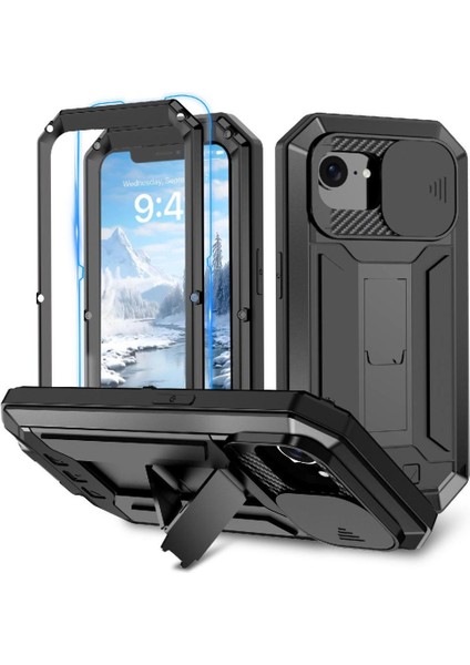 Metal Standı Telefon Kılıfı IPhone 16E Cam Ekran Koruyucu Ağır (Yurt Dışından)