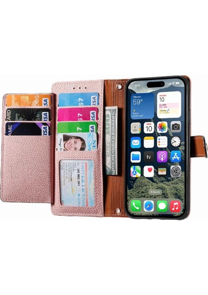 IPhone 16E Fermuar Kordon Deri Çanta Aşk Cüzdan Kılıf (Yurt Dışından)