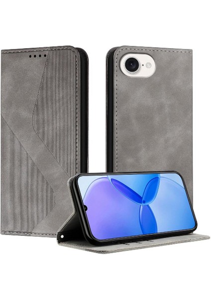 IPhone 16E Pu Deri Cüzdan Kickstand Manyetik Kart Yuvaları Tutucu Kılıf (Yurt Dışından)