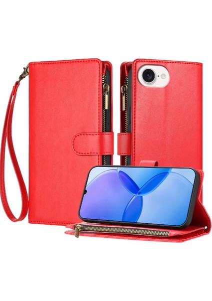IPhone 16E Folio Flip Kart Yuvaları Kılıf Çanta Kapak Pu Deri Cüzdan (Yurt Dışından)