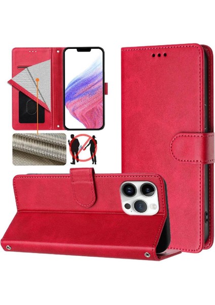 IPhone 15 Pro Max Klasik Tarzı Flip Case Manyetik Kart ile Uyumlu (Yurt Dışından)