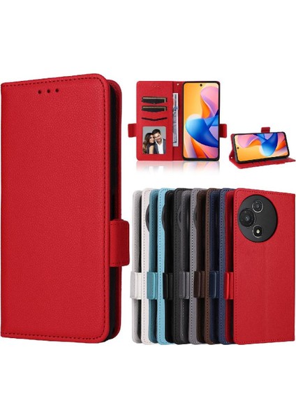Flip Manyetik Kart Yuvaları Için Flip Case Tutucu Cüzdan Pu Deri Yan (Yurt Dışından)