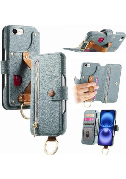 IPhone 7/8 Kılıf Fermuar Bileklik Cüzdan Crad Yuvası Standı ile Uyumlu (Yurt Dışından)