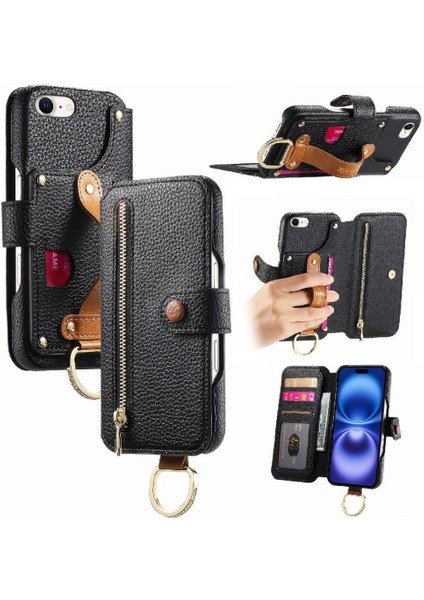 IPhone 7/8 Kılıf Fermuar Bileklik Cüzdan Crad Yuvası Standı ile Uyumlu (Yurt Dışından)