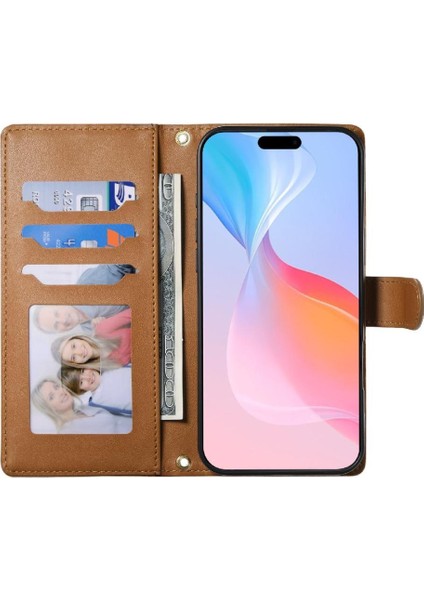 IPhone 16E Kılıf ile Uyumlu Zarif Darbeye Deri Çanta Cüzdan (Yurt Dışından)