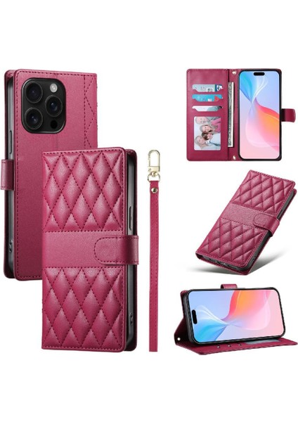 IPhone 16 Pro Max Kılıf Deri Çanta Çift Sapanlar Zarif ile Uyumlu (Yurt Dışından)