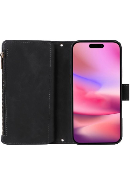 IPhone 16 Pro Fermuarlı Cebi ile Uyumlu Saf Renk Nakit Yuvaları 9 (Yurt Dışından)