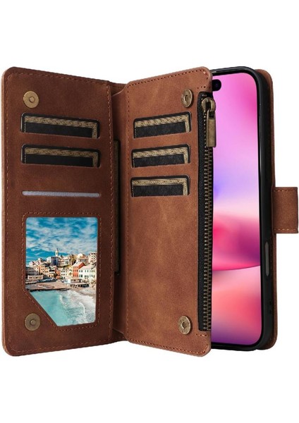 IPhone 16 Pro Fermuarlı Cebi ile Uyumlu Saf Renk Nakit Yuvaları 9 (Yurt Dışından) fırsatları