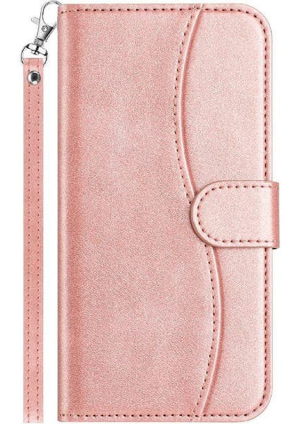 IPhone 15 Pro Darbeye Dayanıklı Bilek Kayışı Pu Deri Renkli Flip Case (Yurt Dışından)
