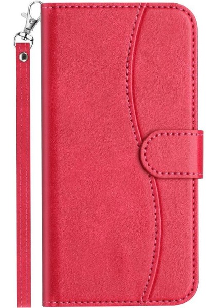 IPhone 16E Pu Deri Renkli Darbeye Dayanıklı Bilek Kayışı Kartı Flip Case (Yurt Dışından)