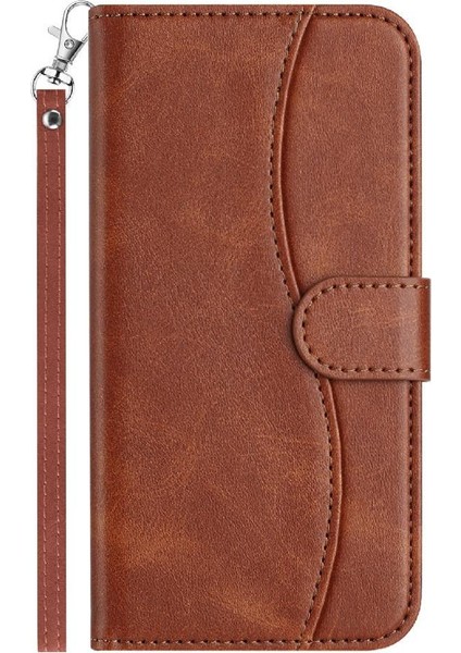 IPhone 16E Pu Deri Renkli Darbeye Dayanıklı Bilek Kayışı Kartı Flip Case (Yurt Dışından)