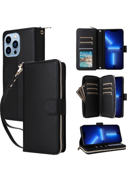 IPhone 13 Pro Max Cüzdan Kılıf 9 Kart Tutucu Crossbody ile Uyumlu ve (Yurt Dışından)