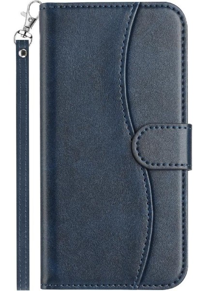 IPhone 16 Pro Darbeye Dayanıklı Bilek Kayışı Pu Deri Renkli Flip Case (Yurt Dışından)