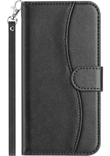 IPhone 16E Pu Deri Renkli Darbeye Dayanıklı Bilek Kayışı Kartı Flip Case (Yurt Dışından)