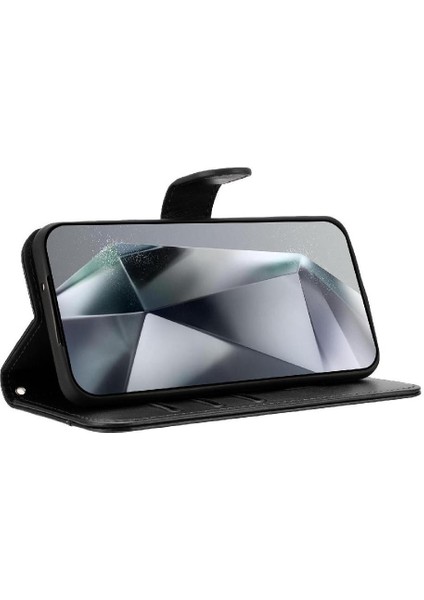 IPhone 16E Pu Deri Renkli Darbeye Dayanıklı Bilek Kayışı Kartı Flip Case (Yurt Dışından)