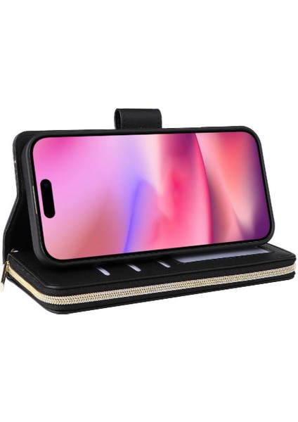 IPhone 16 Pro Max Cüzdan Kılıf Pu Deri 9 Kart Tutucu ile Uyumlu ve (Yurt Dışından)