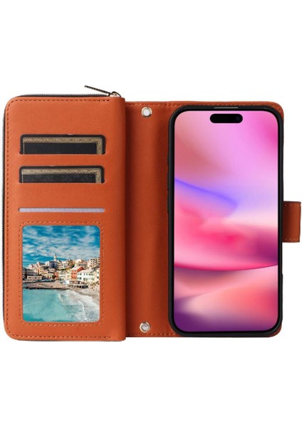 IPhone 16 Pro Max Cüzdan Kılıf Pu Deri 9 Kart Tutucu ile Uyumlu ve (Yurt Dışından)