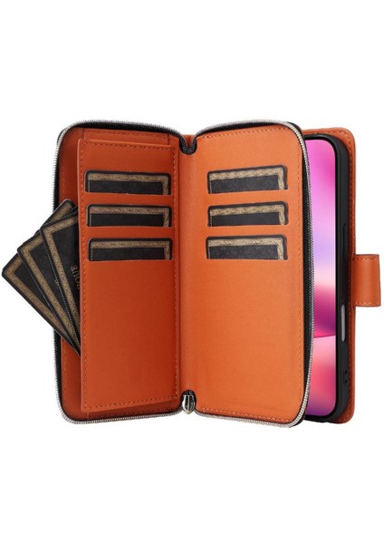 IPhone 14 Pro Max Cüzdan Kılıf Manyetik Kapatma Fermuar 9 Pu ile Uyumlu (Yurt Dışından)
